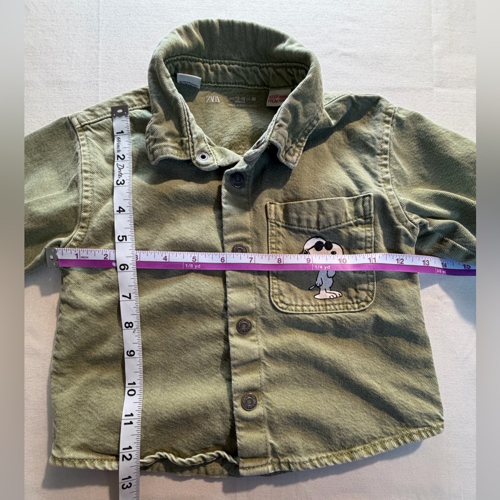 Zara Kids Peanuts Snoopy Overshirt, size 12-18 months 100% cotton - Picture 6 of 6